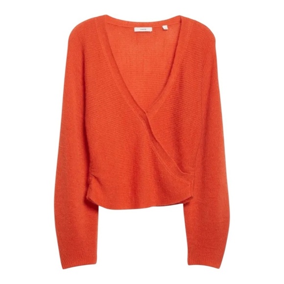 Vince Cross Front Wool & Mohair-Blend Sweater in Burnt Coral NWOT - Picture 2 of 9